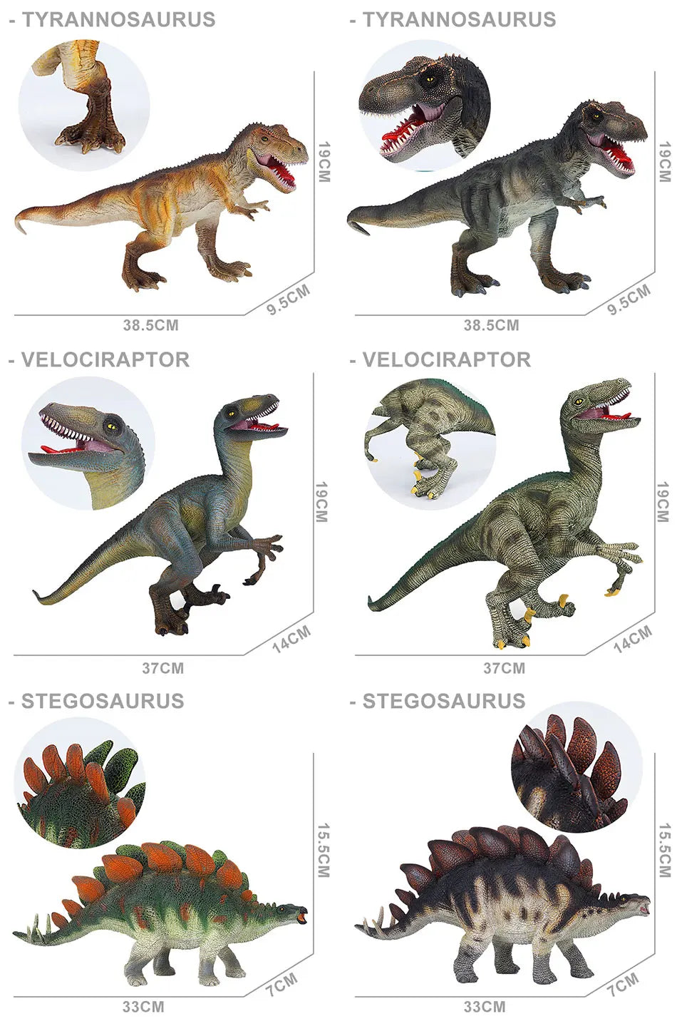 Figurines de Dinosaure Indominus Rex Vorannosaurus VelDynraptor, Modèle d'Animaux, Simulation de Brontosaurus Stegosaurus, Jouets