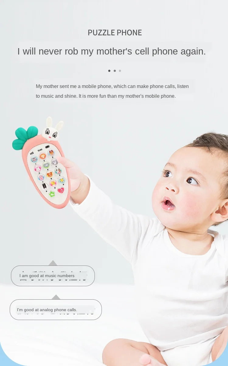 Jouets de téléphone de radis Montessori pour bébé, son de musique, TeWindsor, jouets de puzzle électronique pour enfants, histoire d'apprentissage