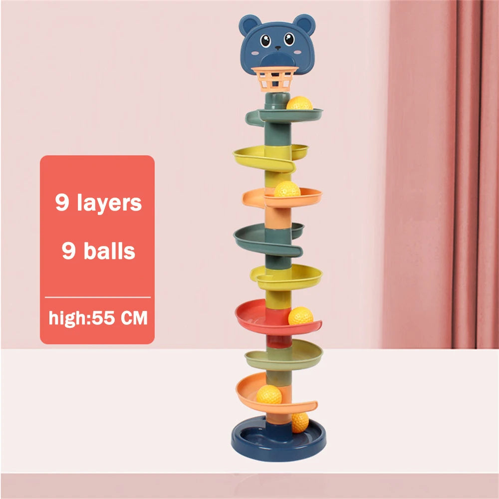 Jouets Montessori pour bébés, boule roulante, tour Pys, piste rotative, jouet empilable, cadeau pour enfants, début du dos