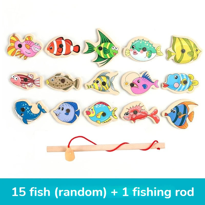 Jouets de pêche en bois Montessori pour enfants, vie marine magnétique, jeux de poisson leone nition, jouet coule parent-enfant