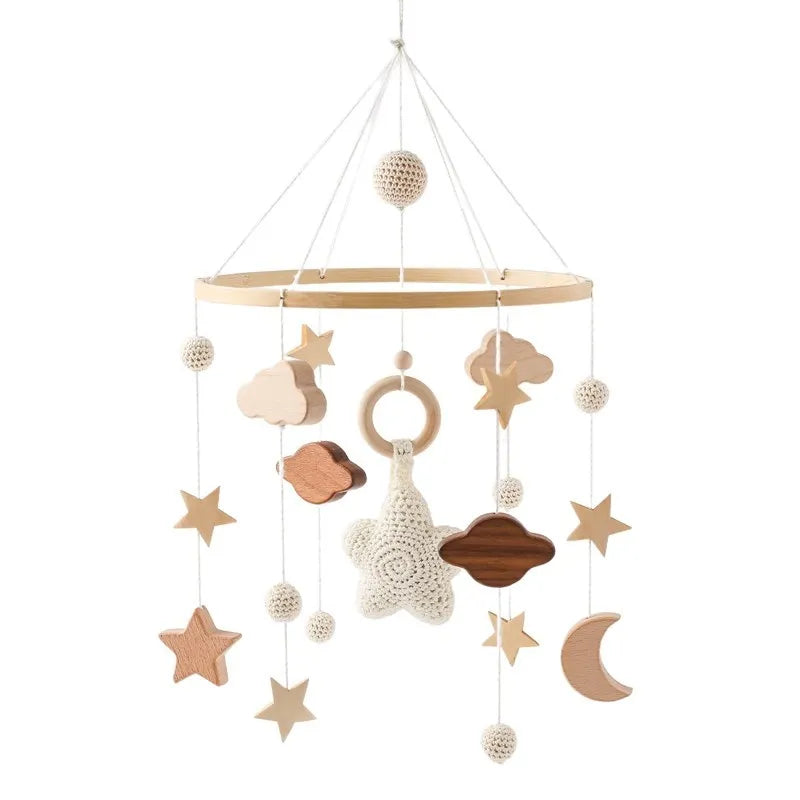 Hochet Mobile en Bois pour Bébé de 0 à 12 Mois, Boîte à Musique pour Nouveau-né, Cloche de Lit, Support, Jouets pour Garçons