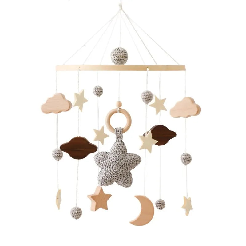 Hochet Mobile en Bois pour Bébé de 0 à 12 Mois, Boîte à Musique pour Nouveau-né, Cloche de Lit, Support, Jouets pour Garçons