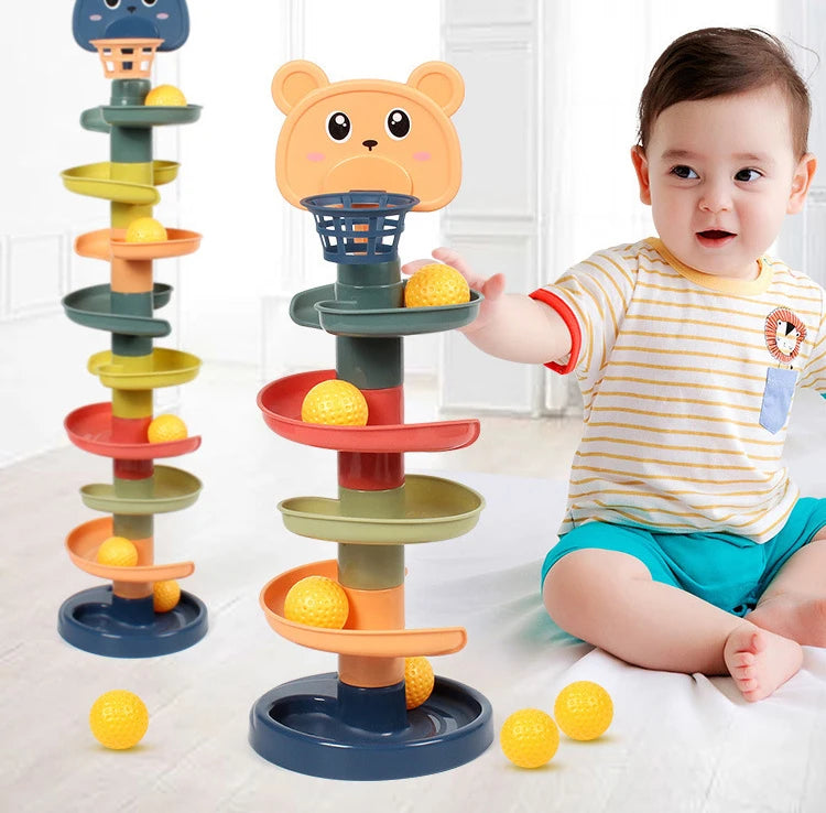 Jouets Montessori pour Bébé de 0, 12, 24, 36 Mois, Piste, Balle Roulante, Pousser, Pop, Boule Coulissante, Éducation Précoce, Jeux pour Enfants, Jouet Sensoriel