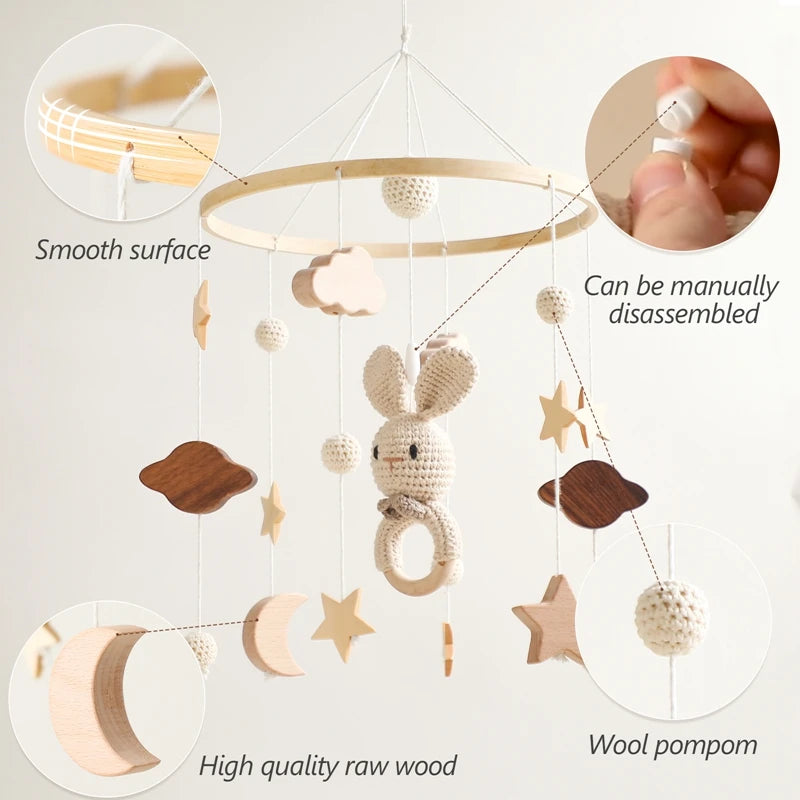 Cloche de lit en bois pour bébé de 0 à 12 mois, hochet, boîte à musique pour nouveau-né, jouets pour garçon