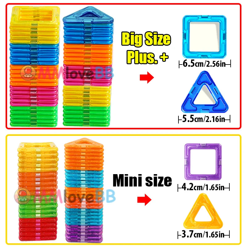 Blocs de Construction magnétiques de grande et Mini taille, jouets de bricolage pour enfants, ensemble de Construction de styliste, cadeaux pour enfants