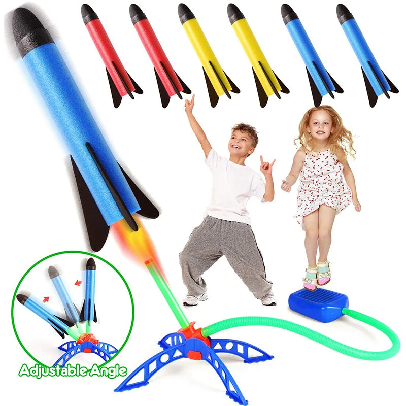 Lanceur de pompe à pied de fusée à Air pour enfants, jouets de fusée à Air pressé en plein Air, ensemble de jeu pour enfants, jeux de Sport de saut