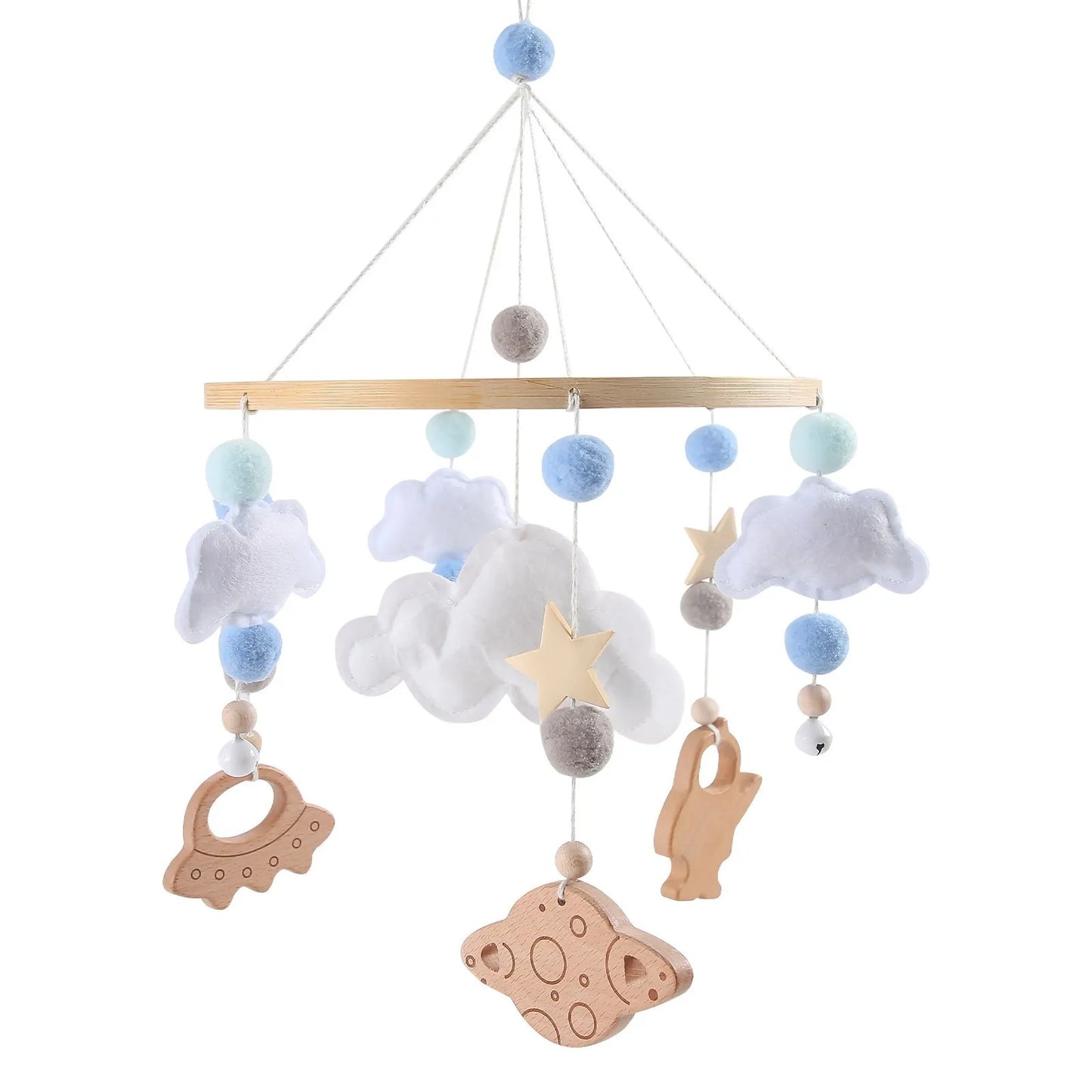 Hochet Mobile en Bois pour Bébé de 0 à 12 Mois, Boîte à Musique pour Nouveau-né, Cloche de Lit, Support, Jouets pour Garçons