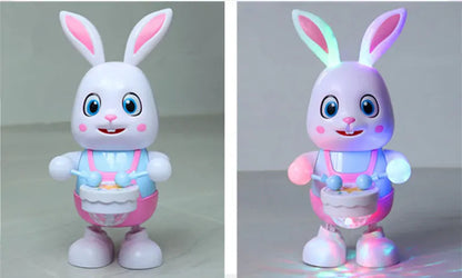 Lapin robot électronique avec LED, musique de lapin, tambour de battement d'animal robotique, jouet électrique mignon pour animaux de compagnie, chanson phtalsing, cadeau d'anniversaire pour enfants