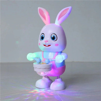 Lapin robot électronique avec LED, musique de lapin, tambour de battement d'animal robotique, jouet électrique mignon pour animaux de compagnie, chanson phtalsing, cadeau d'anniversaire pour enfants