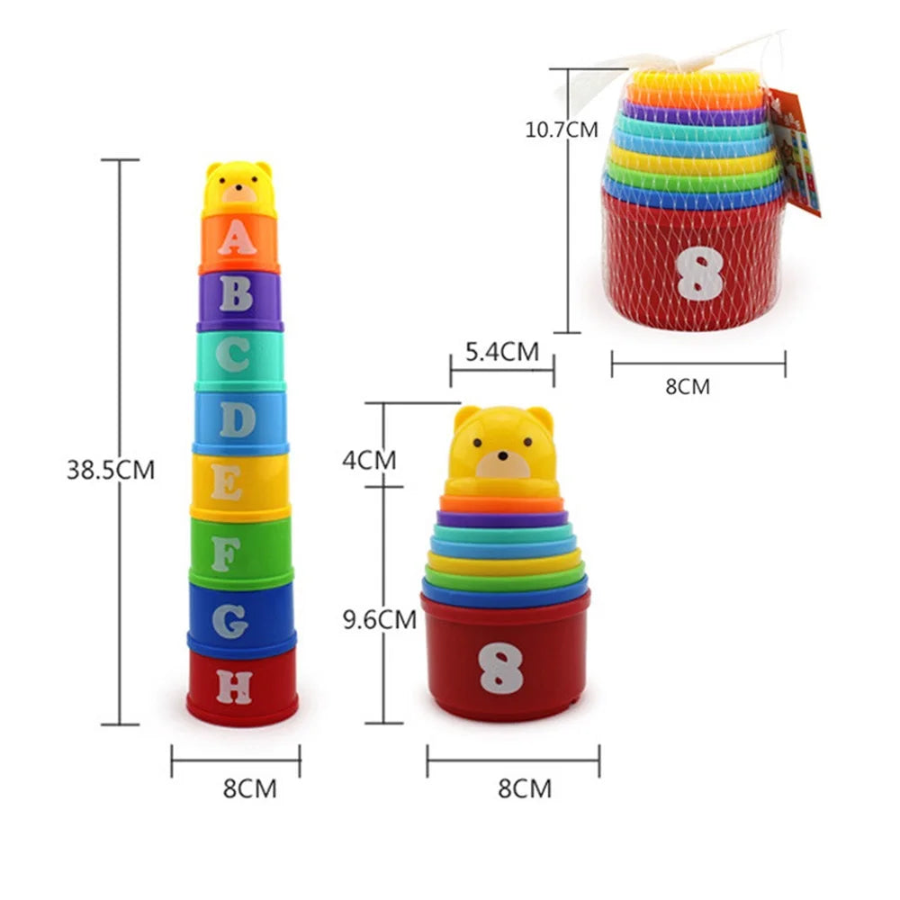 Ensemble de jouets standard empilés pour enfants, tasse, jouets empilables, eau, plage, outil de jeux, amusant, baignoire pour bébé, tout-petits, meilleurs jouets, anneaux empilables