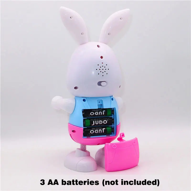 Lapin robot électronique avec LED, musique de lapin, tambour de battement d'animal robotique, jouet électrique mignon pour animaux de compagnie, chanson phtalsing, cadeau d'anniversaire pour enfants