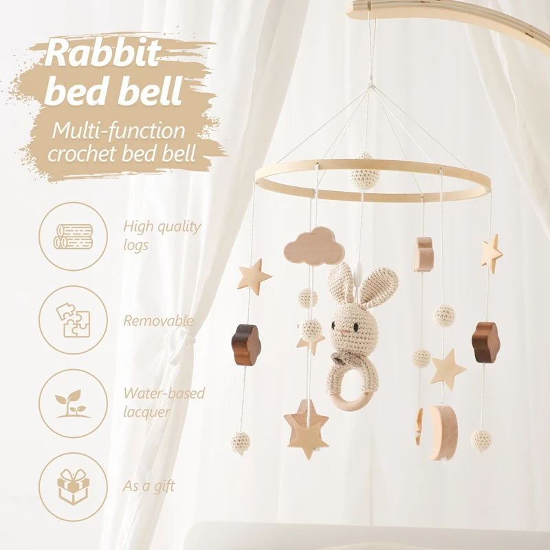 Cloche de lit en bois pour bébé de 0 à 12 mois, hochet, boîte à musique pour nouveau-né, jouets pour garçon