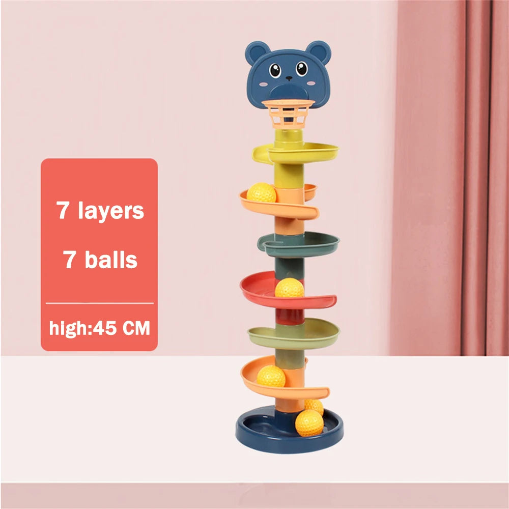 Jouets Montessori pour bébés, boule roulante, tour Pys, piste rotative, jouet empilable, cadeau pour enfants, début du dos