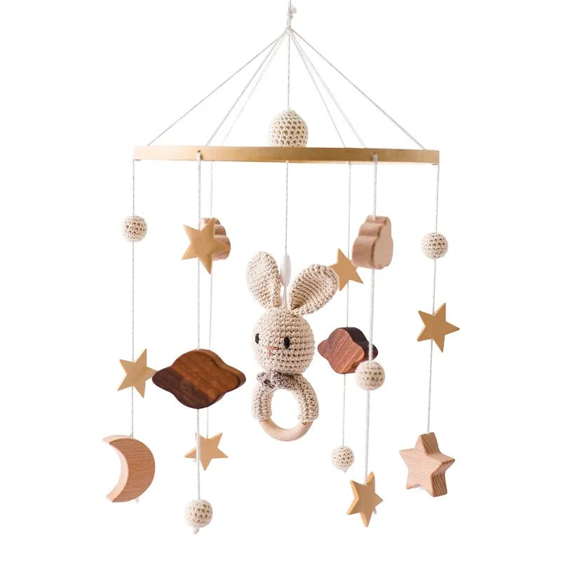 Hochet Mobile en Bois pour Bébé de 0 à 12 Mois, Boîte à Musique pour Nouveau-né, Cloche de Lit, Support, Jouets pour Garçons