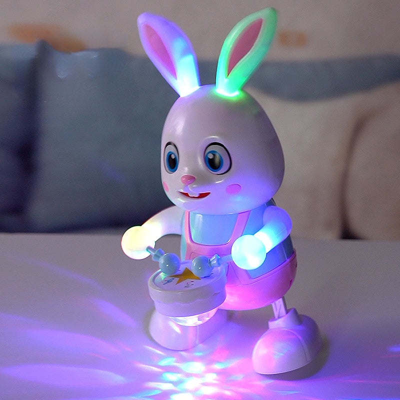 Lapin robot électronique avec LED, musique de lapin, tambour de battement d'animal robotique, jouet électrique mignon pour animaux de compagnie, chanson phtalsing, cadeau d'anniversaire pour enfants