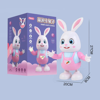 Lapin robot électronique avec LED, musique de lapin, tambour de battement d'animal robotique, jouet électrique mignon pour animaux de compagnie, chanson phtalsing, cadeau d'anniversaire pour enfants