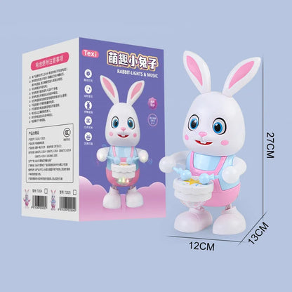 Lapin robot électronique avec LED, musique de lapin, tambour de battement d'animal robotique, jouet électrique mignon pour animaux de compagnie, chanson phtalsing, cadeau d'anniversaire pour enfants