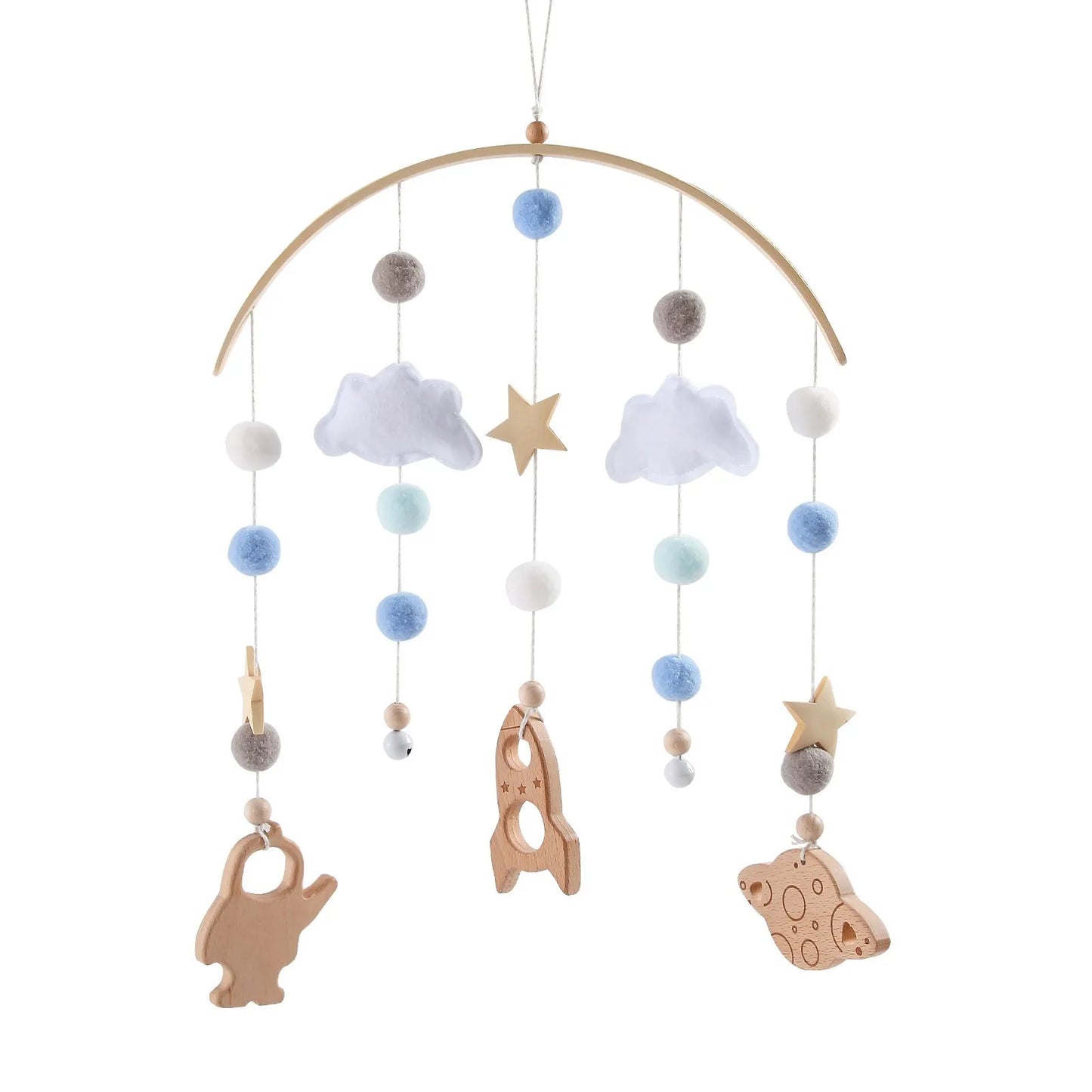 Hochet Mobile en Bois pour Bébé de 0 à 12 Mois, Boîte à Musique pour Nouveau-né, Cloche de Lit, Support, Jouets pour Garçons