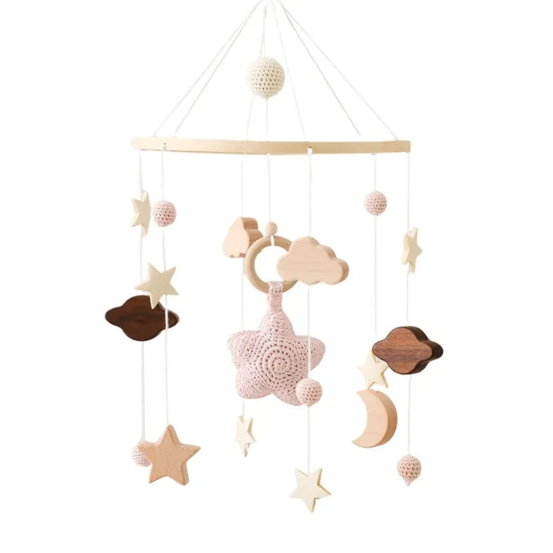 Hochet Mobile en Bois pour Bébé de 0 à 12 Mois, Boîte à Musique pour Nouveau-né, Cloche de Lit, Support, Jouets pour Garçons