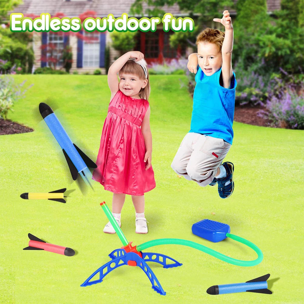 Lanceur de pompe à pied de fusée à Air pour enfants, jouets de fusée à Air pressé en plein Air, ensemble de jeu pour enfants, jeux de Sport de saut