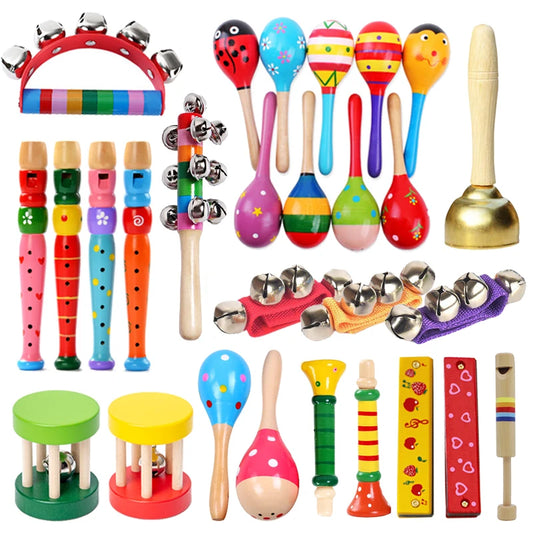 Jouets musicaux en bois Montessori pour enfants, hochets pour bébés, jouets musicaux amusants, cadeau pour garçons et filles