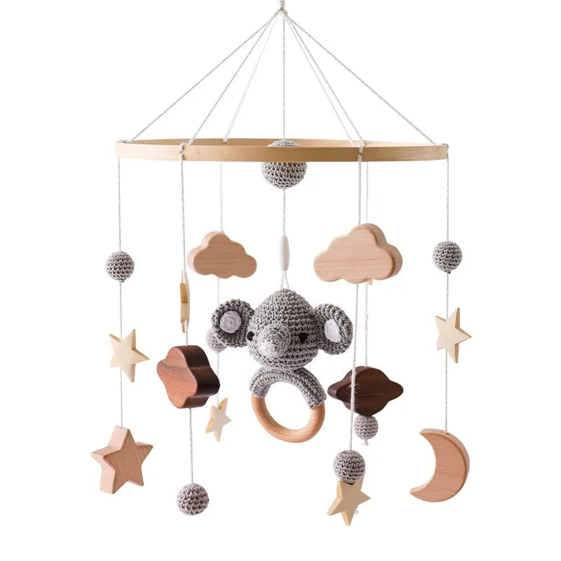 Hochet Mobile en Bois pour Bébé de 0 à 12 Mois, Boîte à Musique pour Nouveau-né, Cloche de Lit, Support, Jouets pour Garçons