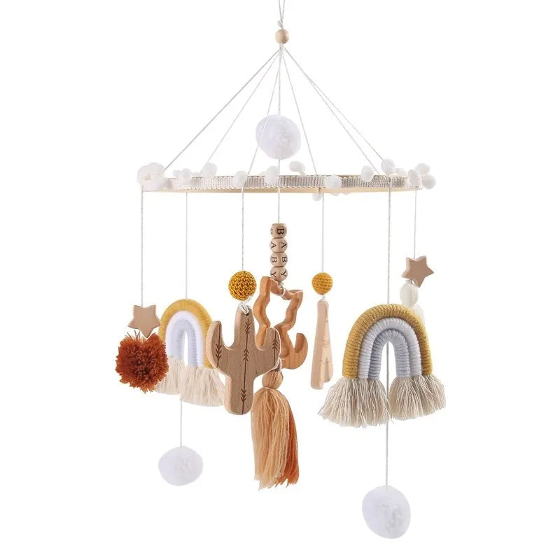 Hochet Mobile en Bois pour Bébé de 0 à 12 Mois, Boîte à Musique pour Nouveau-né, Cloche de Lit, Support, Jouets pour Garçons