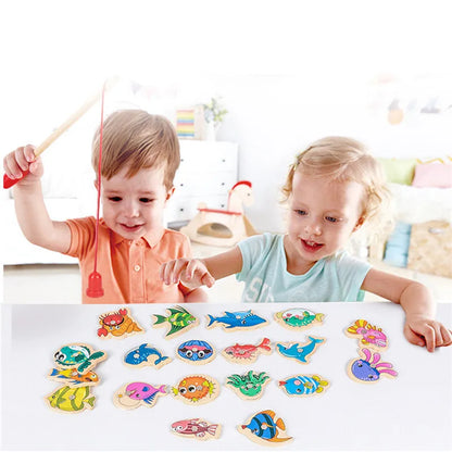 Jouets de pêche en bois Montessori pour enfants, vie marine magnétique, jeux de poisson leone nition, jouet coule parent-enfant