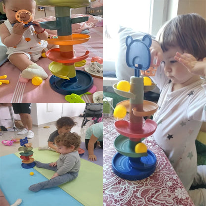 Jouets Montessori pour bébés, boule roulante, tour Pys, piste rotative, jouet empilable, cadeau pour enfants, début du dos