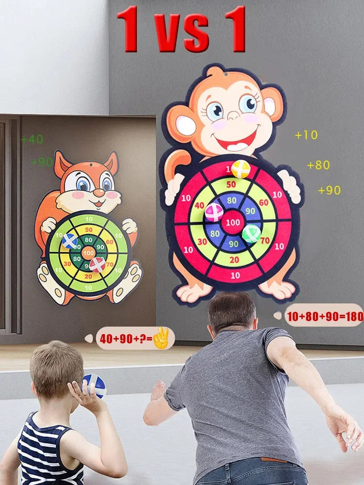 Jouets Montessori pour Enfants de 2 à 4 Ans, Jeu de Fléchettes, Dessin Animé, Balle Collante, Interactif pour la Famille, Bébé