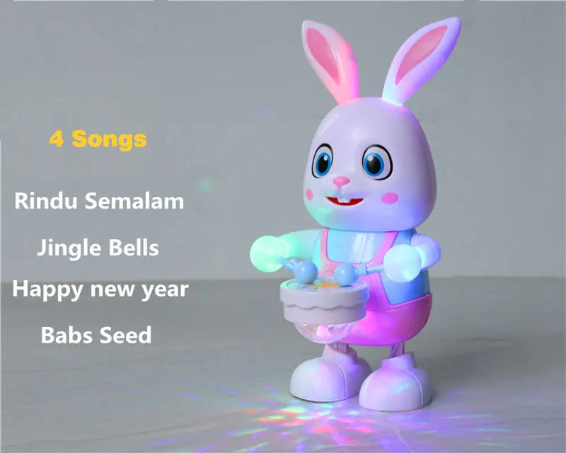 Lapin robot électronique avec LED, musique de lapin, tambour de battement d'animal robotique, jouet électrique mignon pour animaux de compagnie, chanson phtalsing, cadeau d'anniversaire pour enfants