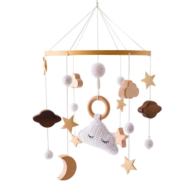 Hochet Mobile en Bois pour Bébé de 0 à 12 Mois, Boîte à Musique pour Nouveau-né, Cloche de Lit, Support, Jouets pour Garçons